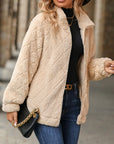 Fuzzy Pocketed Zip Up Jacket