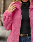 Fuzzy Pocketed Zip Up Jacket