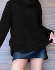 Fuzzy Turtleneck Long Sleeve Sweatshirt