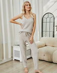 Fuzzy V-Neck Cami and Pants Lounge Set