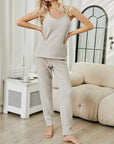 Fuzzy V-Neck Cami and Pants Lounge Set