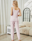 Fuzzy V-Neck Cami and Pants Lounge Set