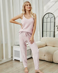 Fuzzy V-Neck Cami and Pants Lounge Set