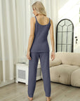 Fuzzy V-Neck Cami and Pants Lounge Set