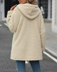 Fuzzy Zip Up Long Sleeve Hooded Jacket