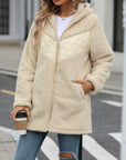 Fuzzy Zip Up Long Sleeve Hooded Jacket