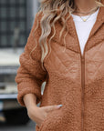 Fuzzy Zip Up Long Sleeve Hooded Jacket