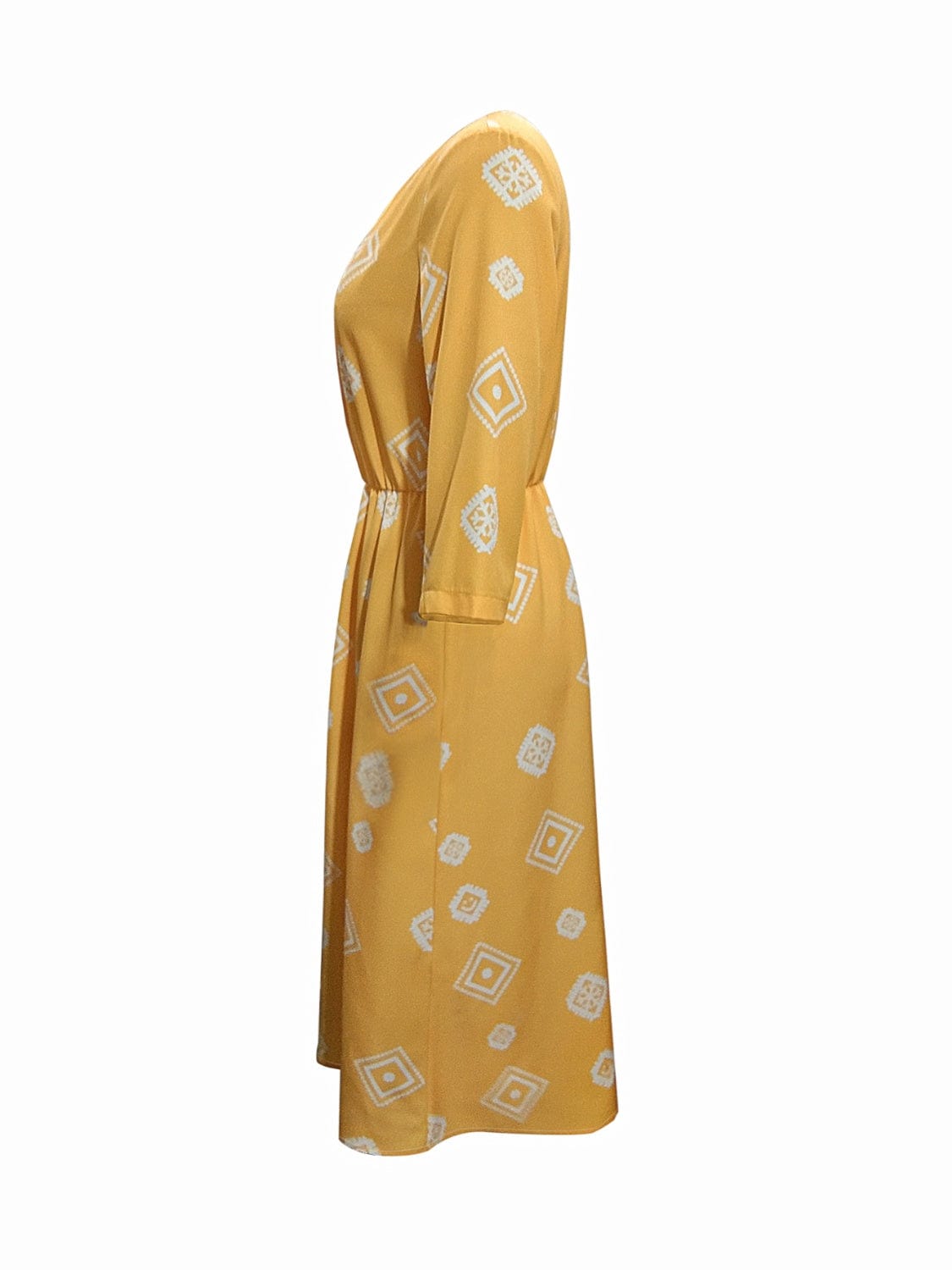 Goldenrod Geometric Notched Neck Dress