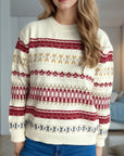 Geometric Round Neck Long Sleeve Sweater