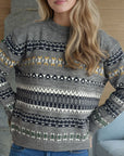 Geometric Round Neck Long Sleeve Sweater