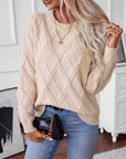 Geometric Round Neck Long Sleeve Sweater