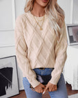 Geometric Round Neck Long Sleeve Sweater