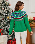 Geometric Round Neck Long Sleeve Sweater