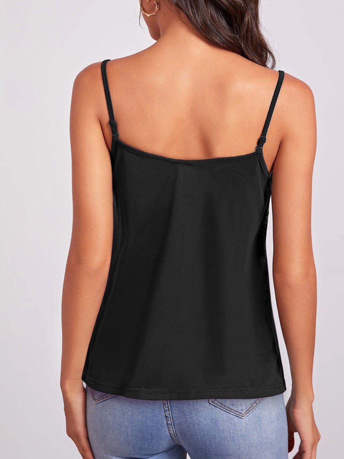 Gray Geometric V-Neck Spaghetti Strap Cami