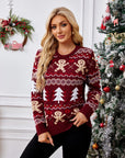 Gingerbread Round Neck Long Sleeve Sweater