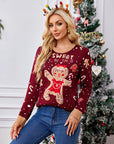 Gingerbread Round Neck Long Sleeve Sweater