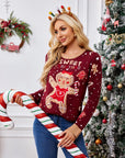 Gingerbread Round Neck Long Sleeve Sweater