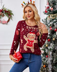 Gingerbread Round Neck Long Sleeve Sweater