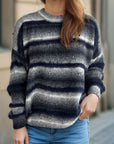 Gradient Round Neck Dropped Shoulder Sweater