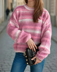 Gradient Round Neck Dropped Shoulder Sweater