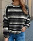 Gradient Round Neck Dropped Shoulder Sweater