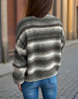 Gradient Round Neck Dropped Shoulder Sweater