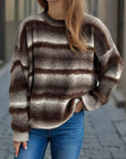 Gradient Round Neck Dropped Shoulder Sweater