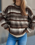 Gradient Round Neck Dropped Shoulder Sweater