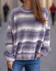 Gradient Round Neck Dropped Shoulder Sweater