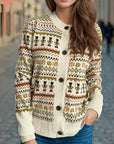 Graphic Button Down Long Sleeve Cardigan