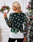 Graphic Round Neck Long Sleeve Sweater