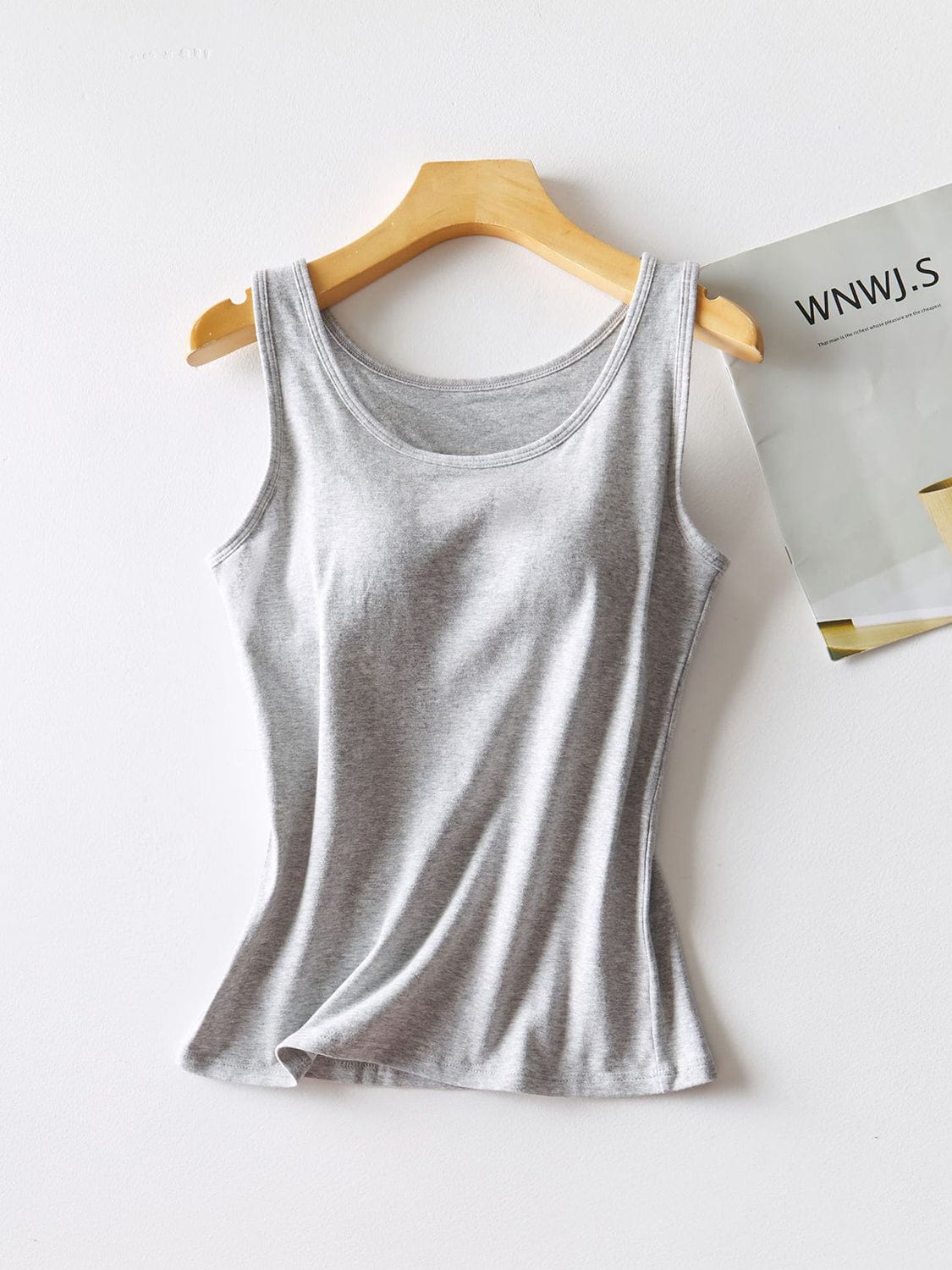 Light Gray Round Neck Tank with Bra