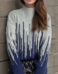 Contrast Mock Neck Long Sleeve Sweater