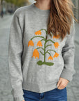 Plant Round Neck Long Sleeve Sweater