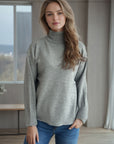 Turtleneck Dropped Shoulder Long Sleeve Sweater