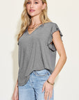 Basic Bae Full Size Bamboo Notched Ruffled Short Sleeve T-Shirt