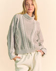 Davi & Dani Cable-Knit Turtleneck Dropped Shoulder Sweater