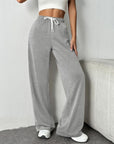 Drawstring Wide Leg Pants with Pockets