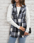 Plaid Button Down Vest Coat