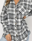 Plaid Collared Neck Long Sleeve Shirt