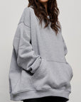 Pocketed Dropped Shoulder Long Sleeve Hoodie