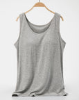 Light Gray Scoop Neck Wide Strap Tank