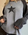 Star Round Neck Raglan Sleeve Top