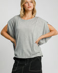 Umgee Exposed Seam Round Neck Batwing Sleeve Knit Top