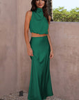 Cropped Turtle Neck Tank Top and Maxi Skirt Set