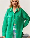 Double Take Full Size Textured Button Up Drop Shoulder Shacket