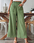 Dim Gray Pocketed Elastic Waist Wide Leg Pants