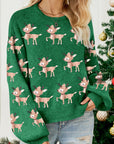 Reindeer Round Neck Drop Shoulder Sweater