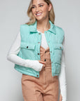 Snobbish Snap Down Quilted Crop Vest