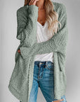 Double Take Pocketed Open Front Long Sleeve Cardigan